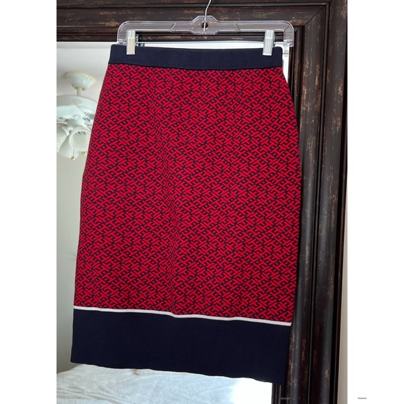 Tommy Hilfiger Red Navy Printed Shirt Skirt Set Preppy Small - Picture 2 of 3